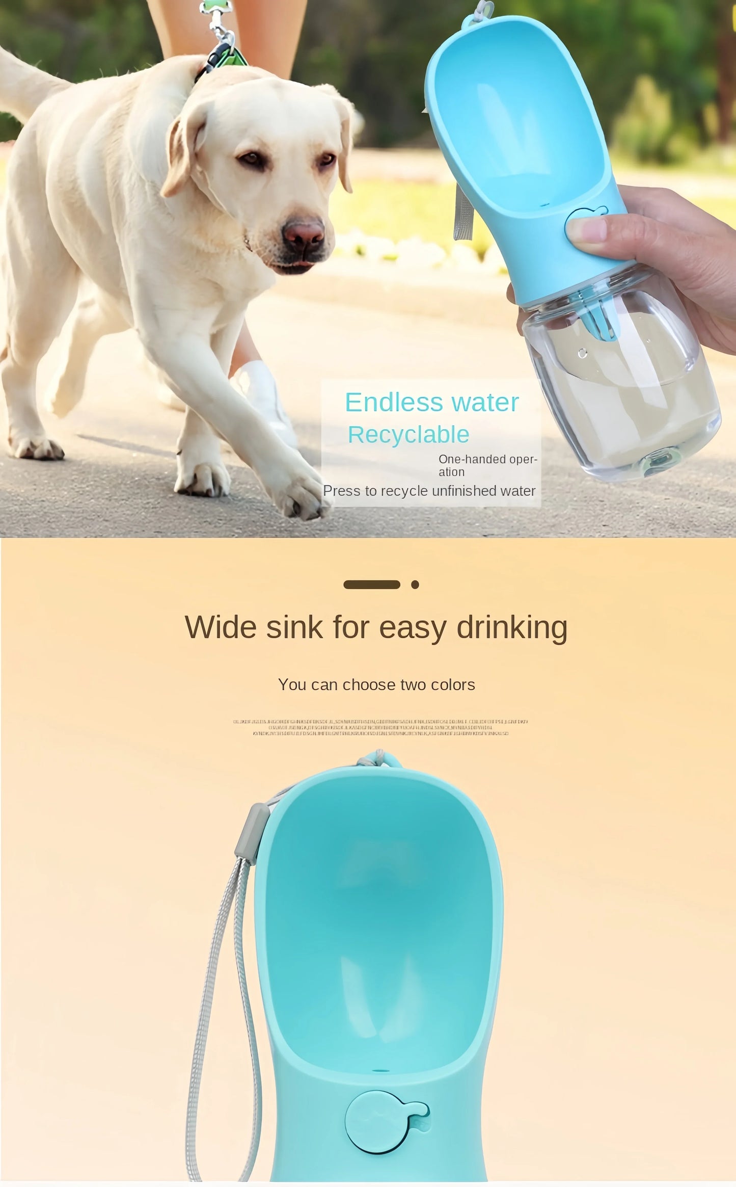 Pet Dog Water Bottle Portable Food Grade Material Dog Cat Travel Pet Water Cup Bottle with Food Dispenser Puppy Water Bottle