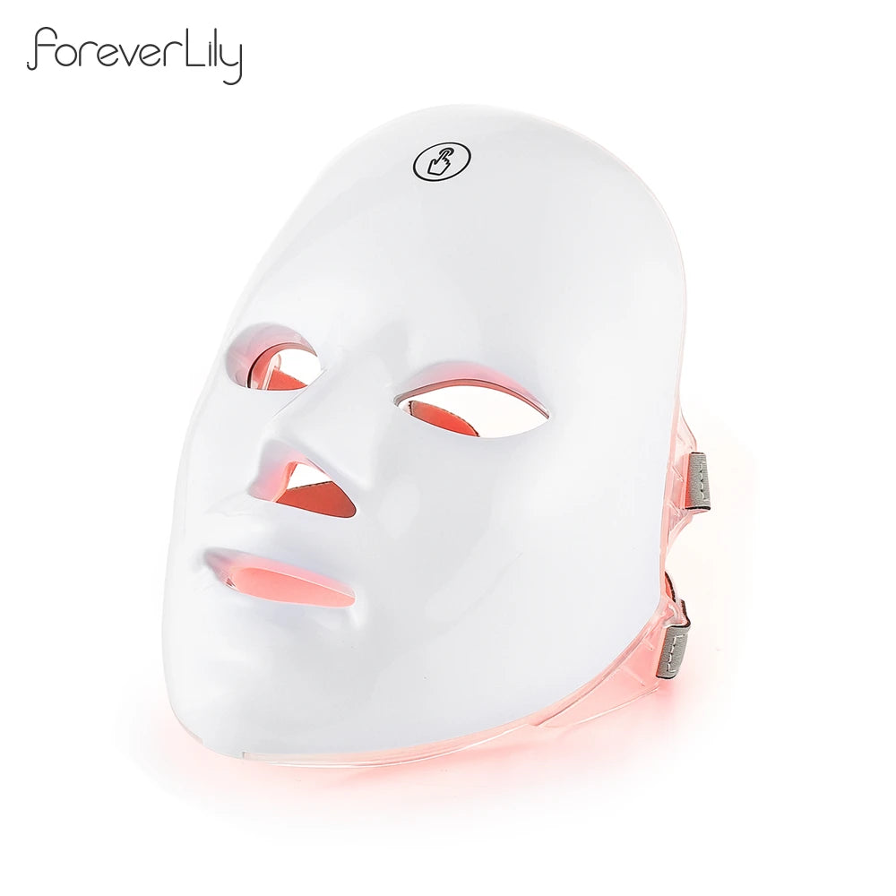 Masque facial anti-âge à photons LED, thérapie à la lumière rouge, masque de beauté pour le visage et le cou, traitement de relaxation, soins de la peau antidéformables, 7 couleurs