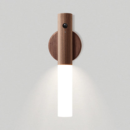 Veilleuse LED magnétique aste avec capteur de mouvement PIR automatique, applique murale en bois, lampe d'armoire de cuisine créative et intelligente