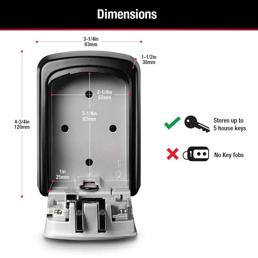 Master Lock-Boîte de rangement murale pour clés, coffre-fort d'extérieur pour la maison, capacité 5401EC, 5 clés