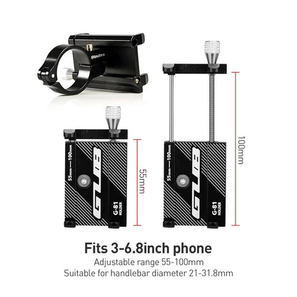 GUB G81 Support de téléphone de vélo en aluminium G-81 pour Smartphone 3.5-6.2 pouces Support réglable GPS Support de téléphone de vélo