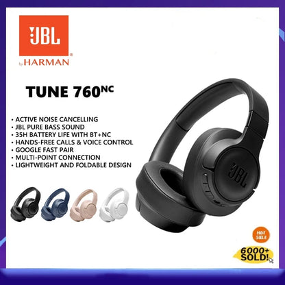 JBL-Écouteurs de sport sans fil Tune 760NC, casque supra-auriculaire, Bluetooth, ANC, T760 NC, Tune760NC, Original