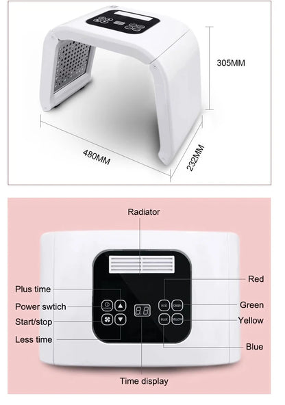 Spectromètre Pdt Photon Skin Rinish TingRed Blue Light, Pliant chauffant coréen, 7 documents, Panneau LED