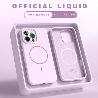 Magnetic Phone Case For iPhone 15 16 Plus Pro Max Silicone Official Lanyard Magsafe Strap Protector Soft Cover