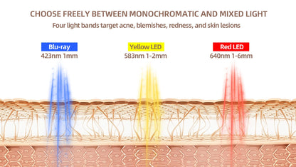 Spectromètre Pdt Photon Skin Rinish TingRed Blue Light, Pliant chauffant coréen, 7 documents, Panneau LED