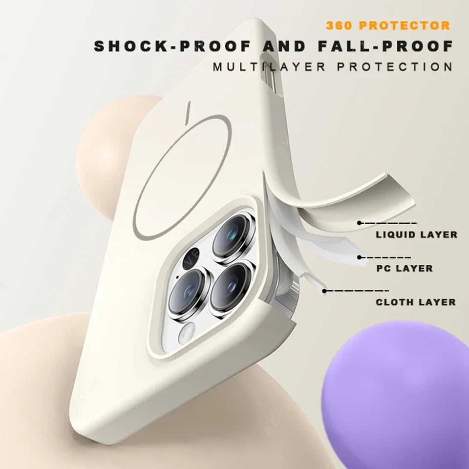 Magnetic Phone Case For iPhone 15 16 Plus Pro Max Silicone Official Lanyard Magsafe Strap Protector Soft Cover